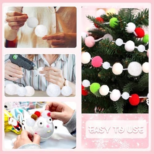 TOAOB 30PCS Large 2 Inch White Pom Poms for DIY Crafts