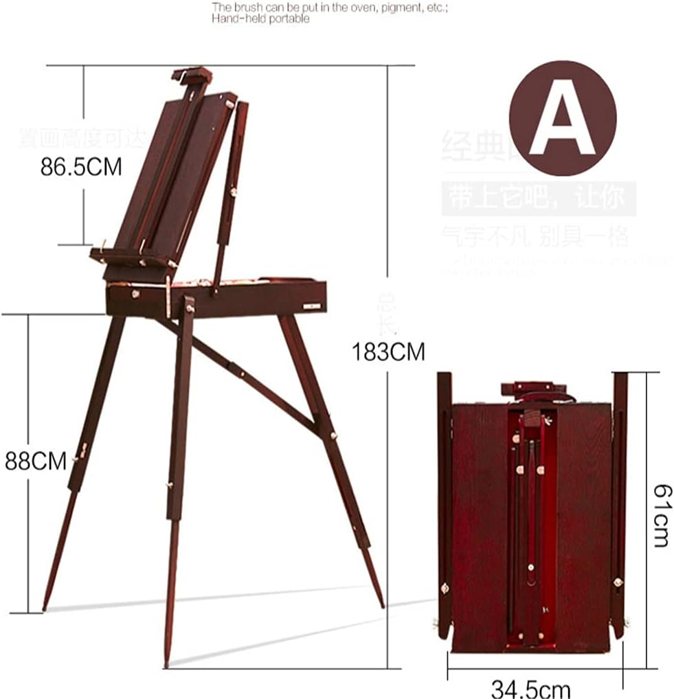 EliteBloom Red Adjustable Wooden Sketching Easel Box