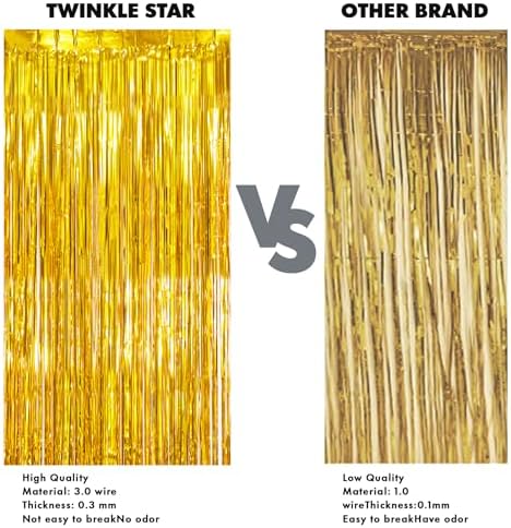 Twinkle Star 2 Pack Gold Photo Booth Backdrop Curtains