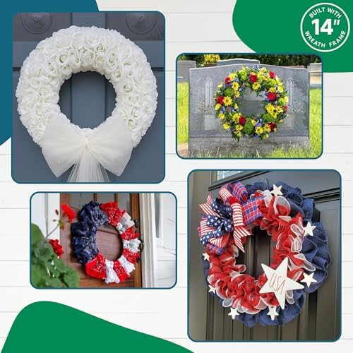 Pack of 5 Dark Green Round Wire Wreath Frames