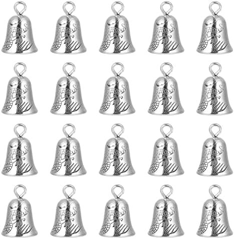 NUOBESTY 20pcs Silver Bells Charms Mini Jingle Bells for Jewelry Crafts