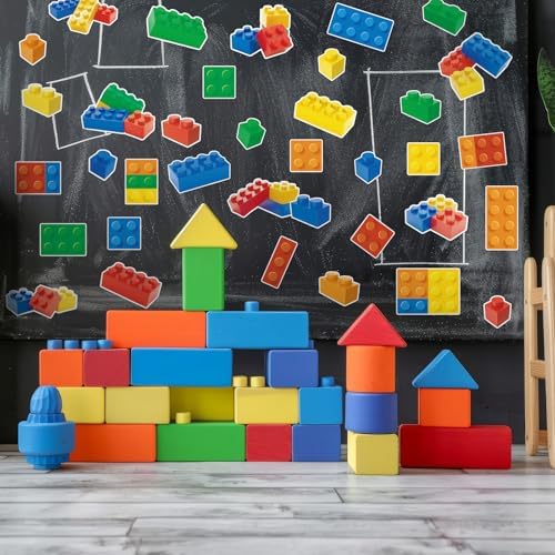 Seajan 72 Pcs Building Blocks Wall Cutouts Decorations