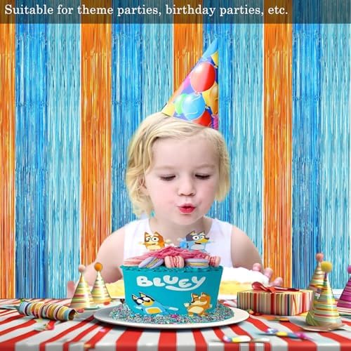 2 Pack Blue and Orange Streamers Party Decorations