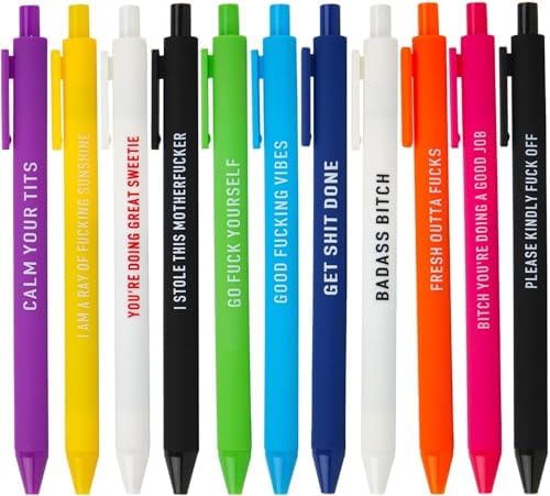 11 Pcs Funny Retractable Pens with Snarky Sayings