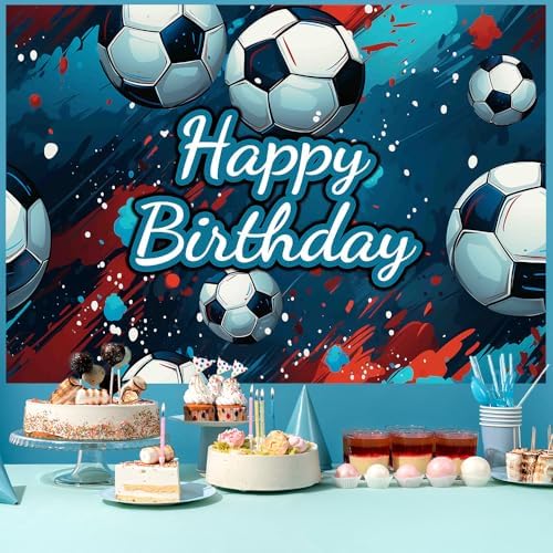 Soccer Birthday Banner Backdrop 5x3ft