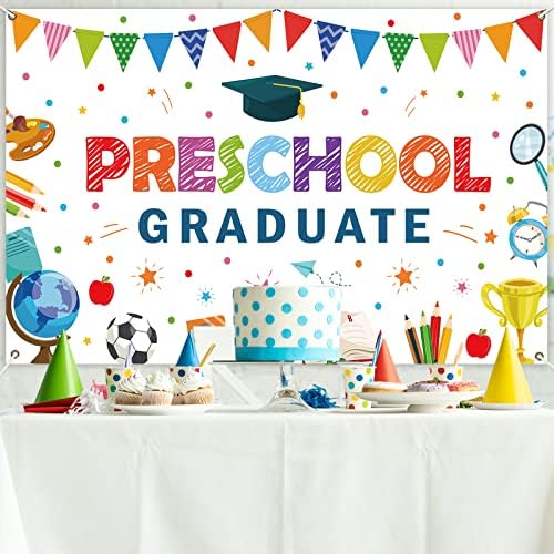 Preschool Graduation Backdrop with Ribbon for Kids Class of 2023 Ceremony