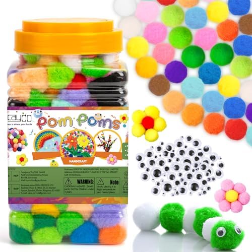 Caydo 400 Pcs Assorted 1 Inch Pom Poms Craft Supplies