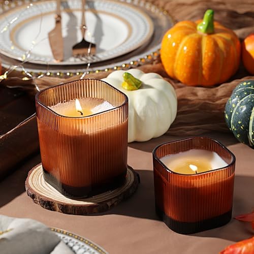 12oz and 6oz Amber Glass Candle Jars Set of 12 with Lids
