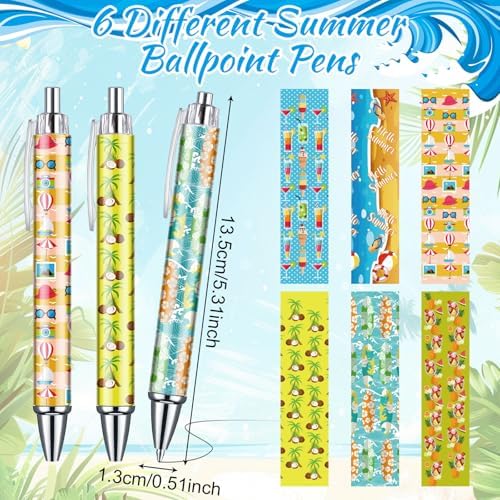 36 Pcs Summer Hawaiian Gel Pens Black 10mm Smooth Writing