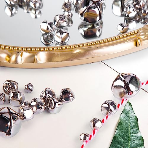 VGOODALL 250PCS Assorted Size Silver Jingle Bells