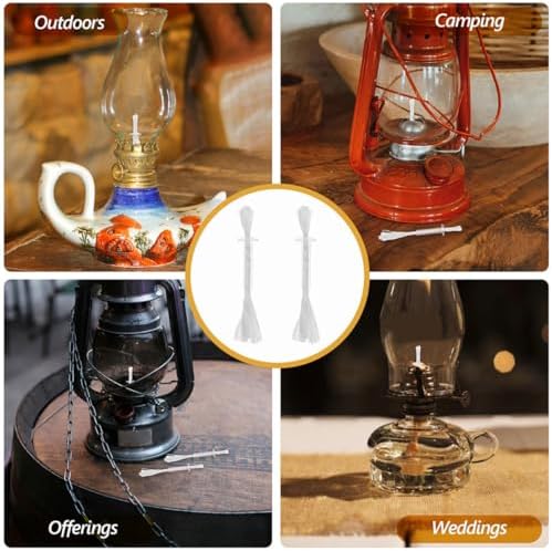 4pcs Fiberglass Oil Lamp Wicks with Tube Holder Replacement Parts