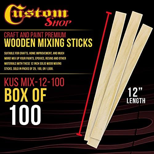Custom Shop Paint Sticks - 100 Sticks 12 Inch Premium Wood Stirrers