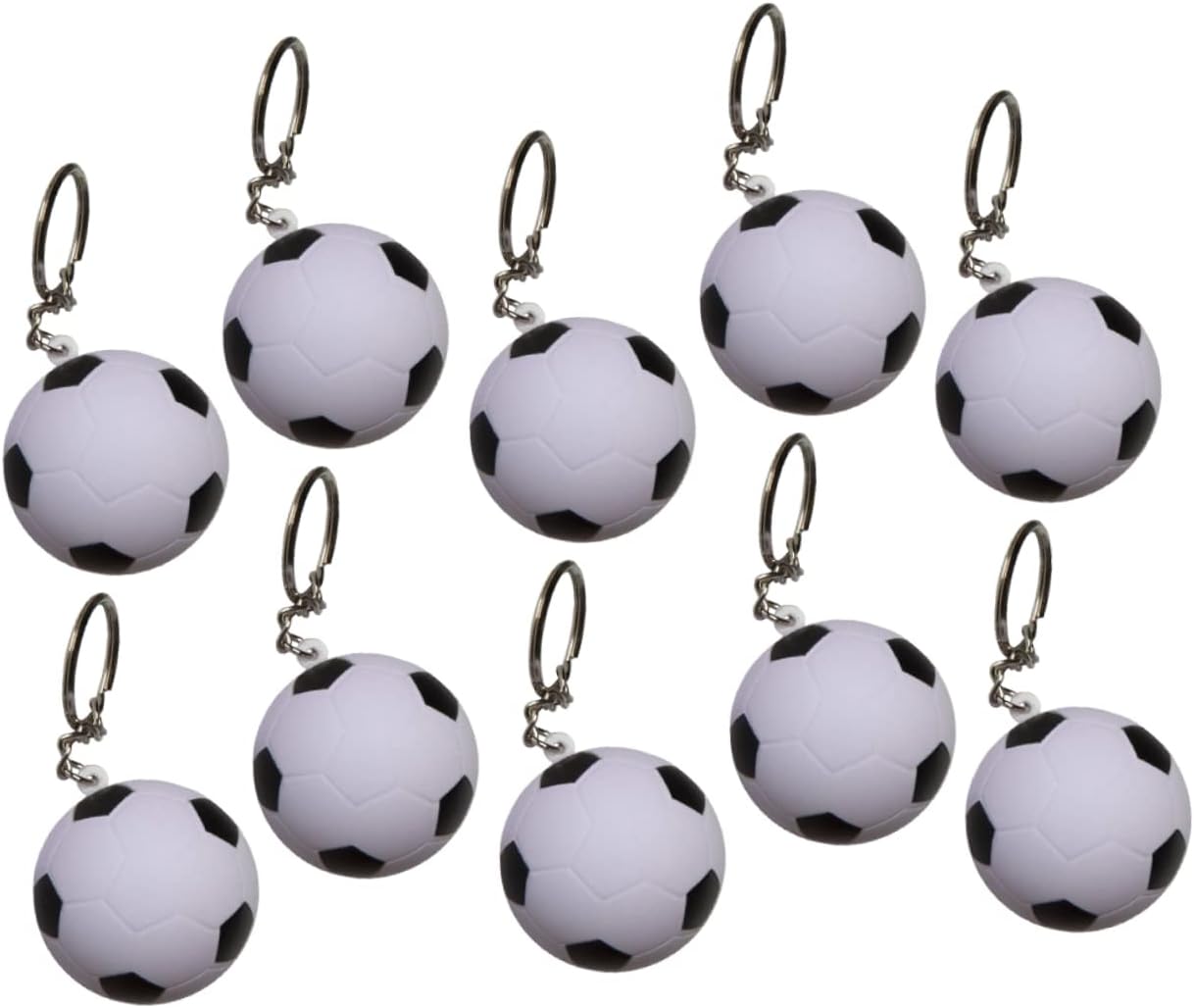 20pcs Soccer Design Retractable Pens Keychain Set