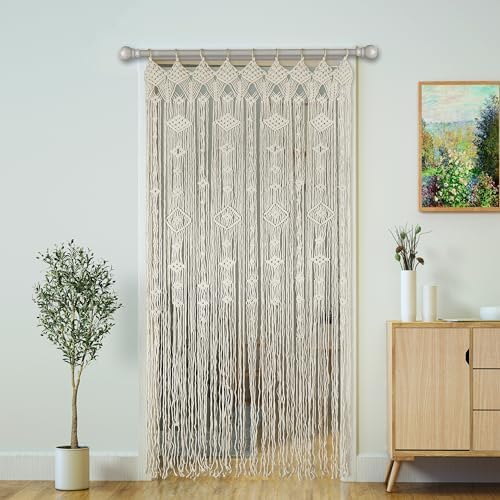 Macrame Curtain Boho Doorway Decor With Wooden Rings