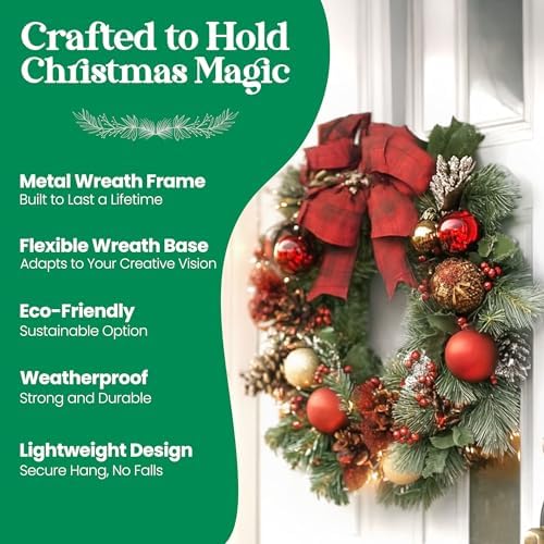 Pack of 5 Dark Green Round Wire Wreath Frames