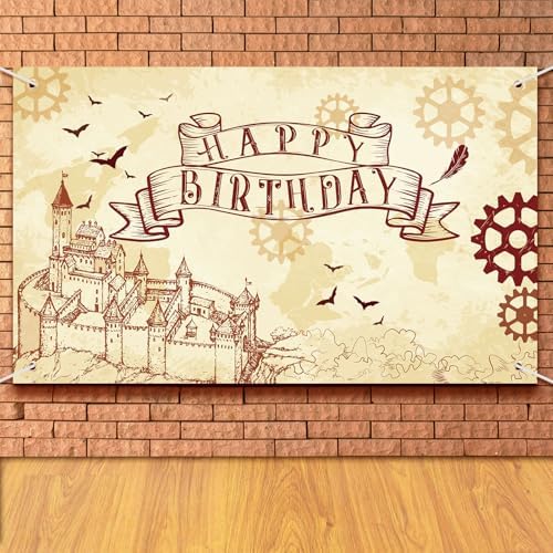 Wizard Party Backdrop Banner Magic School Castle Happy Birthday Decoration