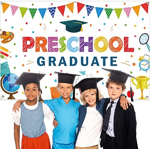 Preschool Graduation Backdrop with Ribbon for Kids Class of 2023 Ceremony