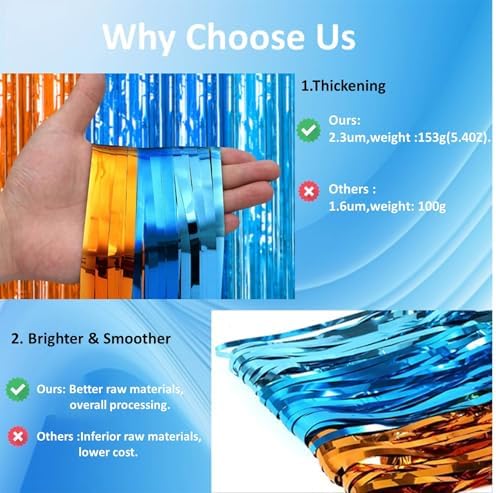 2 Pack Blue and Orange Streamers Party Decorations