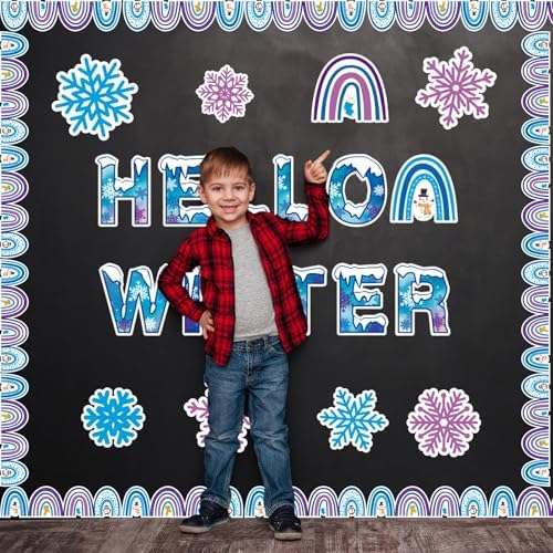 Winter Boho Rainbow Bulletin Board Decorations Set