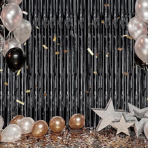 3 Pack Foil Fringe Curtains for Party Backdrops