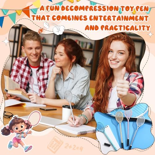 60 Pcs Tennis Racket Gel Pens for Parties and Stress Relief