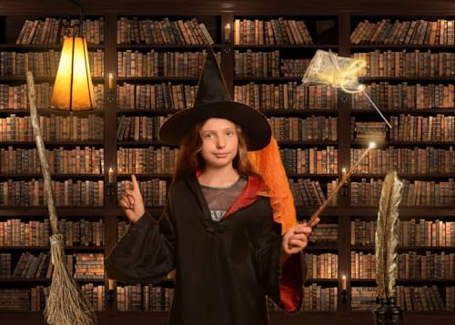 Alltten 7x5FT Magic Bookshelf Halloween Backdrop