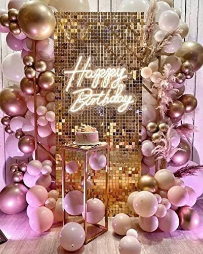 Kate Square Gold Shimmer Wall Sequin Panel Backdrop Pack of 12
