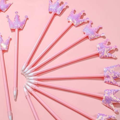 12 Pcs Pink Crown Glitter Ballpoint Pens for Office and Parties