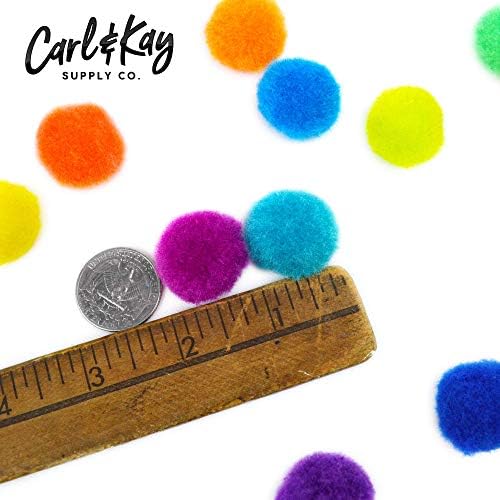 Carl Kay 300 Pcs 1 Inch Pom Poms 50 Adhesive Eyes Craft Set