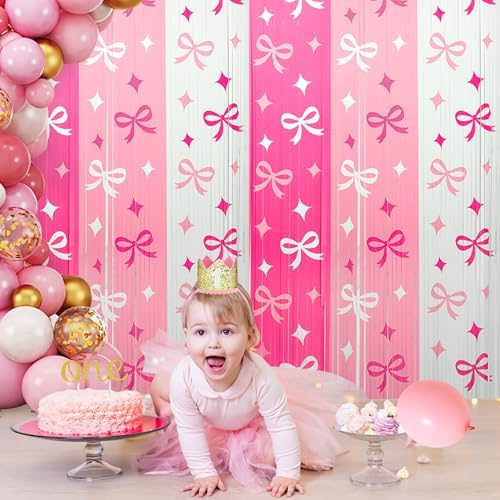 2 Pack Pink Bow Foil Streamer Party Decor