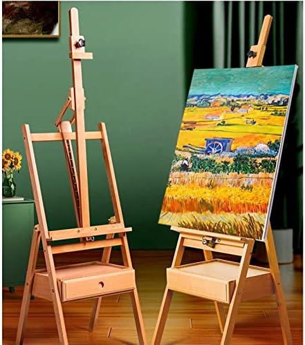 Adjustable Wooden H-Frame Art Easel with Storage Drawer