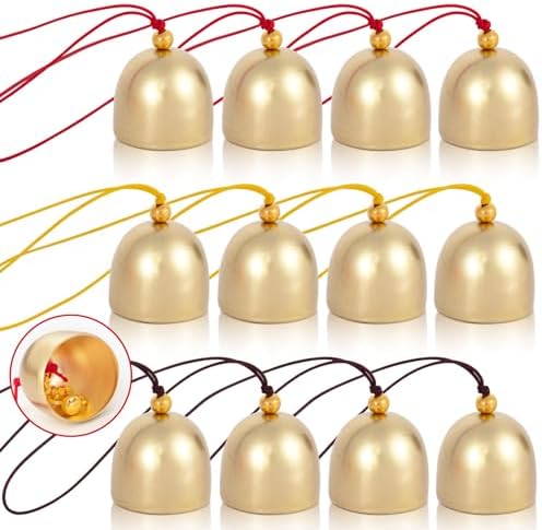 YGAOHF 12 Pcs Gold Bells with Hanging Rope
