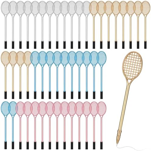60 Pcs Tennis Racket Gel Pens for Parties and Stress Relief