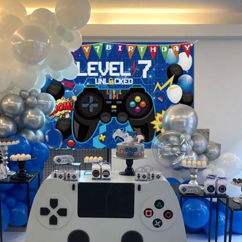 6ft x 4ft Gaming Birthday Backdrop Set with Ribbon