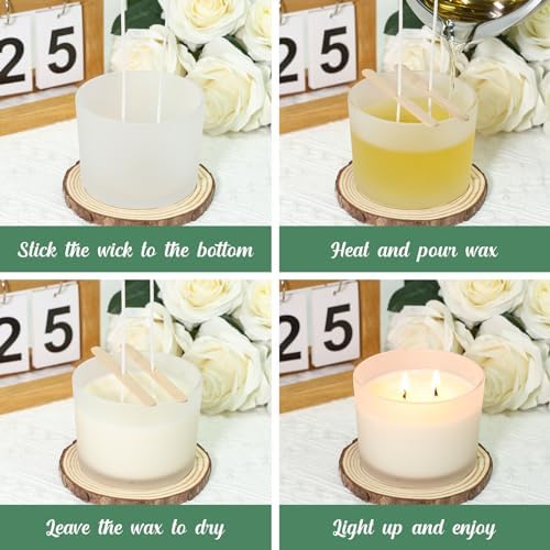 12oz Candle Jars 8 Pack with Bamboo Lids and Wick Kit