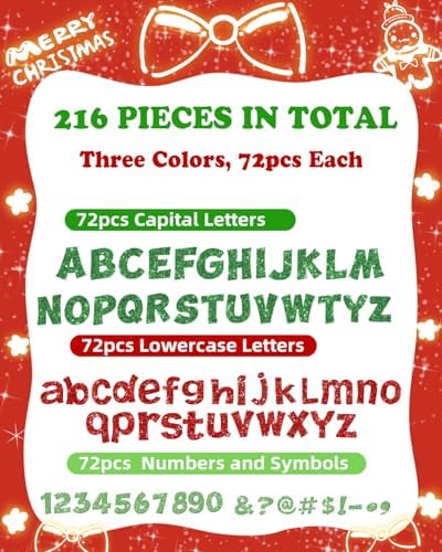 216 Pcs Christmas Glitter Bulletin Board Letters Decorations