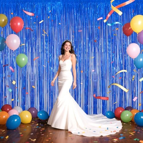 Navy Blue Foil Fringe Backdrop for Party Decorations