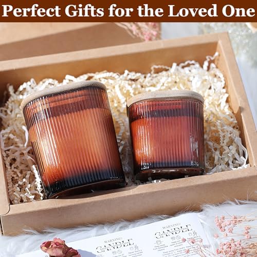 12oz and 6oz Amber Glass Candle Jars Set of 12 with Lids