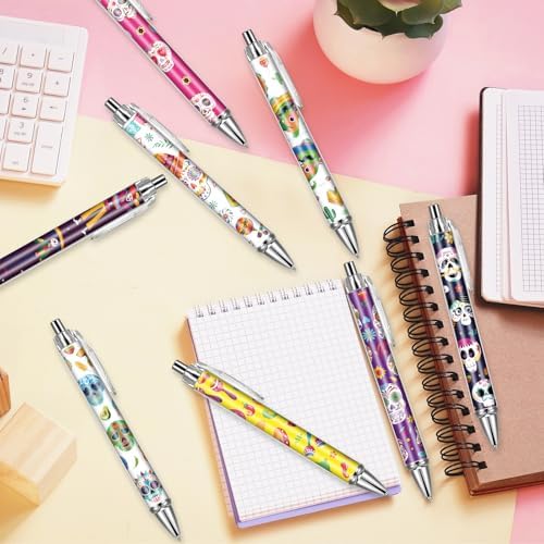 Sugar Skull Ballpoint Pens 24-Pack Colorful Retractable