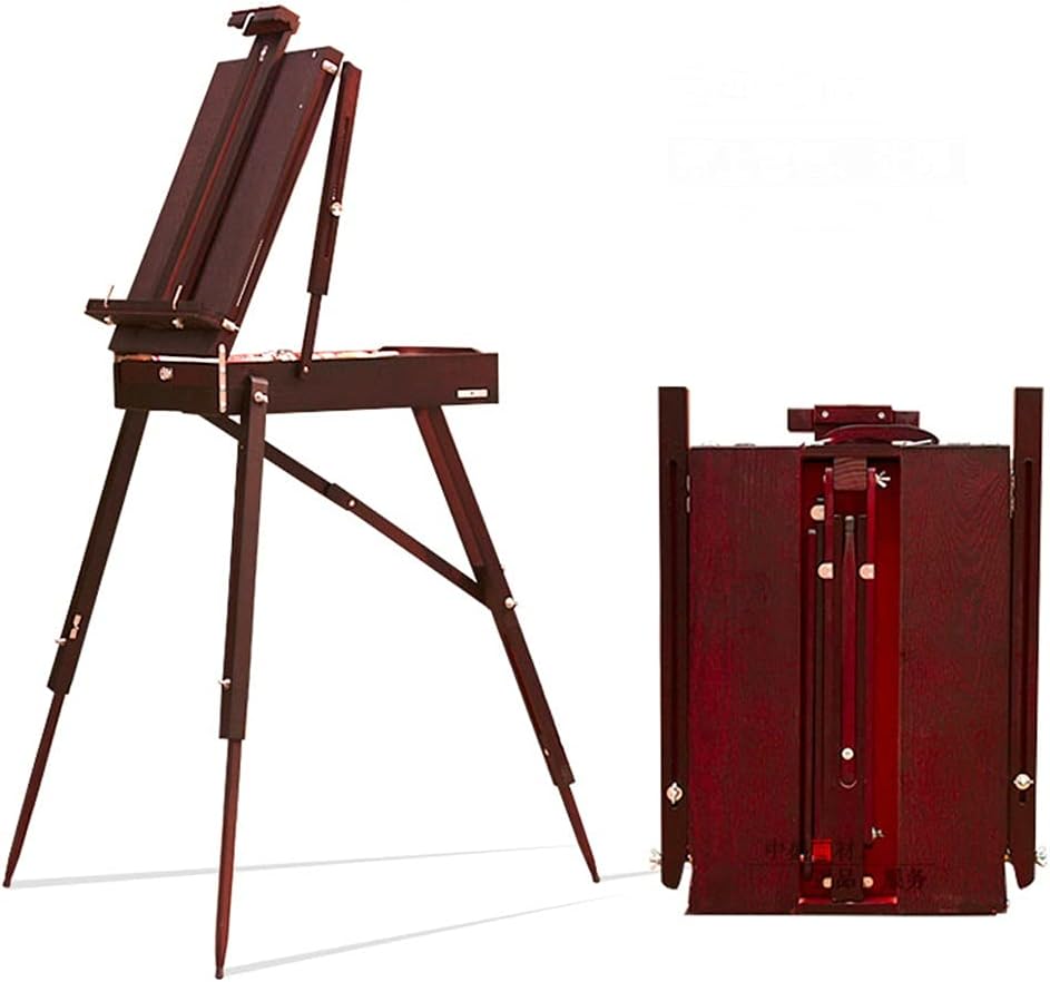 EliteBloom Red Adjustable Wooden Sketching Easel Box