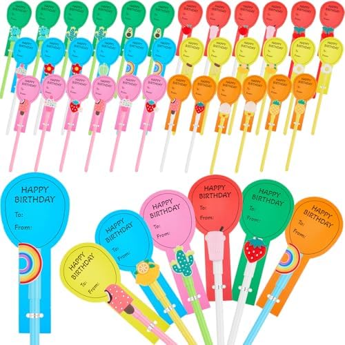 36 Pcs Happy Birthday Pens with Balloon Cards Set