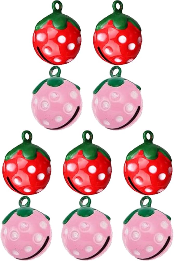 10pcs Strawberry Shape Bells for Jewelry and Decor