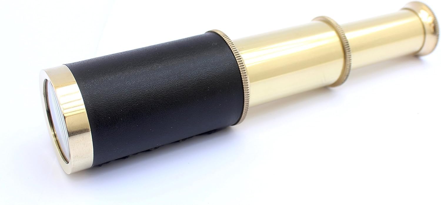 15 Inch Antique Brass Telescope with Leather Wrap and Gold Finish