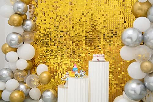 Kate Square Gold Shimmer Wall Sequin Panel Backdrop Pack of 12