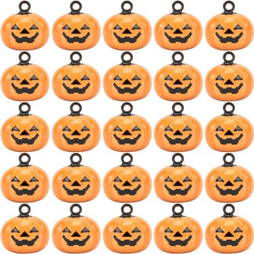 GORGECRAFT 20Pcs Mini Pumpkin Jingle Bell Beads