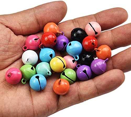 100 Pack Colorful Metal Christmas Jingle Bells 14mm