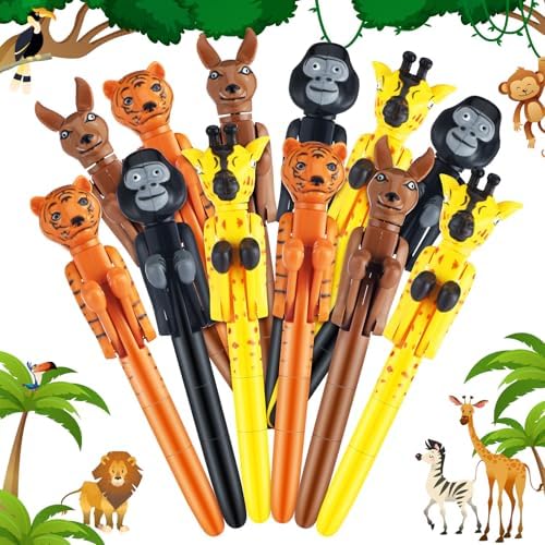 12 Pcs Funny Animal Boxing Ballpoint Pens with Blue Ink