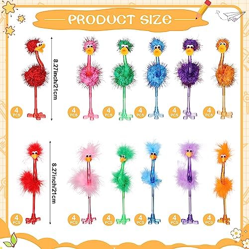 48 Pcs Fluffy Flamingo Ostrich Pens Set for Kids Adults
