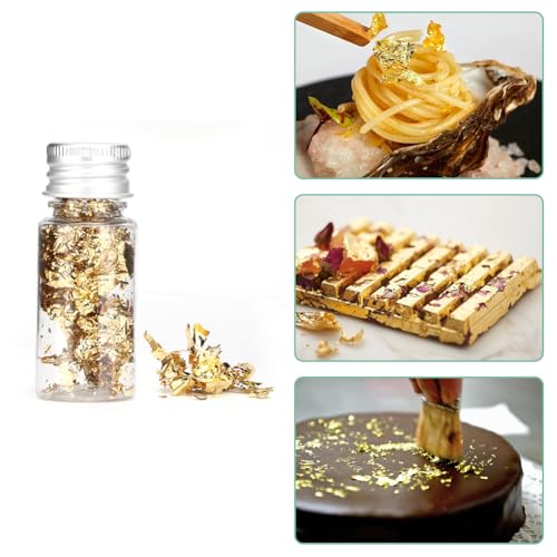Lwuey Gold Leaf Cake Decor 2PCS Sparkling Flakes