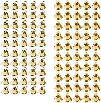 100PCS Gold Bells Mini Bells Craft Decor Set